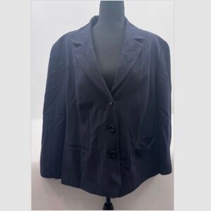 Lafayette 148 Blazer Women 20 Blue Striped Wool Coat Jacket Office Career Work